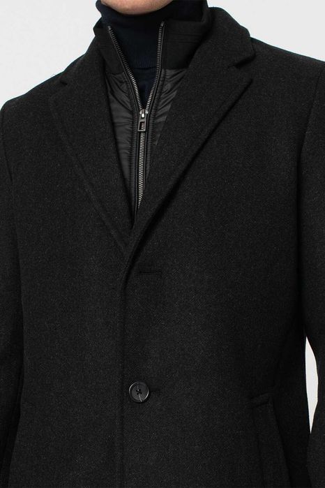 Palton slim 52 XL premium Robert Red lana Alpaca moale negru