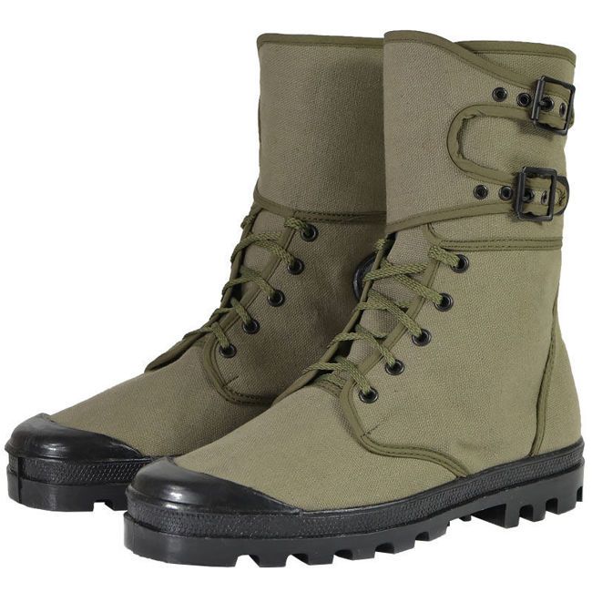 Bocanci French Commando din canvas, cu catarame, OD, masuri 39, 40, 41