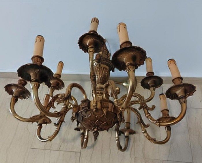 Boem candelabru de dimensiuni impresionante din bronz masiv in stil fr