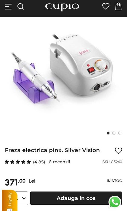 Freza electrica unghii  Pinx Silver Vision