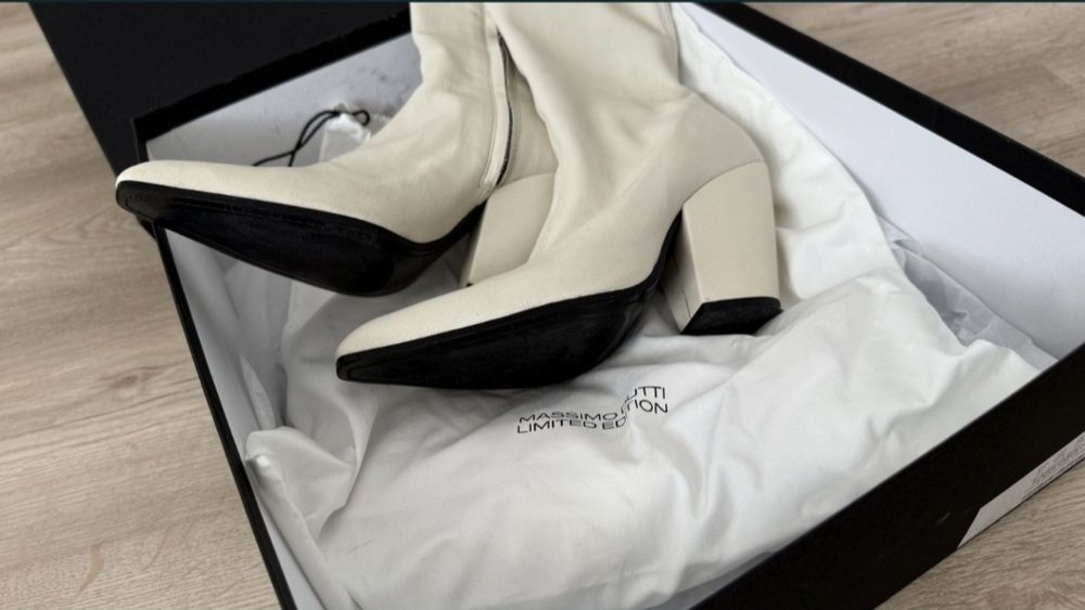 Белые ботфорты, длинные белые сапоги от Massimo dutti