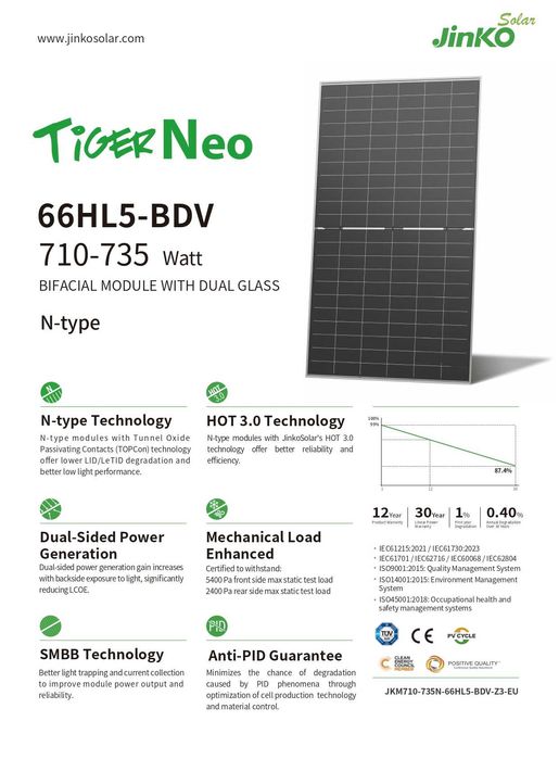 Panouri fotovoltaice Jinko Tiger Neo 720W(JKM720N-66HL5-BDV