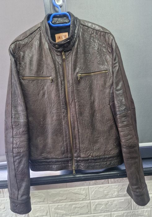 Noua ! Geacă Biker din Piele Naturală Premium - Vera Pelle Italia (Măr