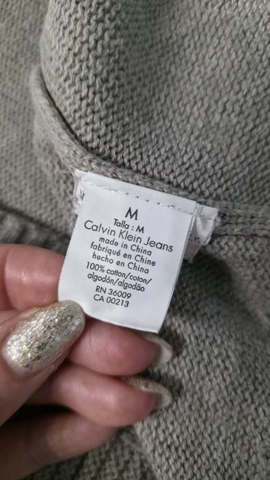 Cardigan tricotat cu gluga 100% bumbac, Calvin Klein Jeans, M