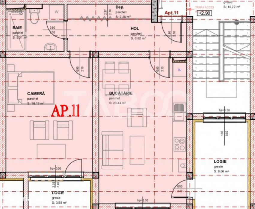 Apartament decomandat de vanzare 52 mpu 2 camere 2 logii loc parcare