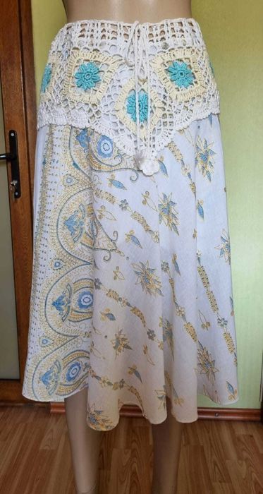 Fusta midi bumbac 100%, dublura de bumbac, talie crosetata, marime universala
