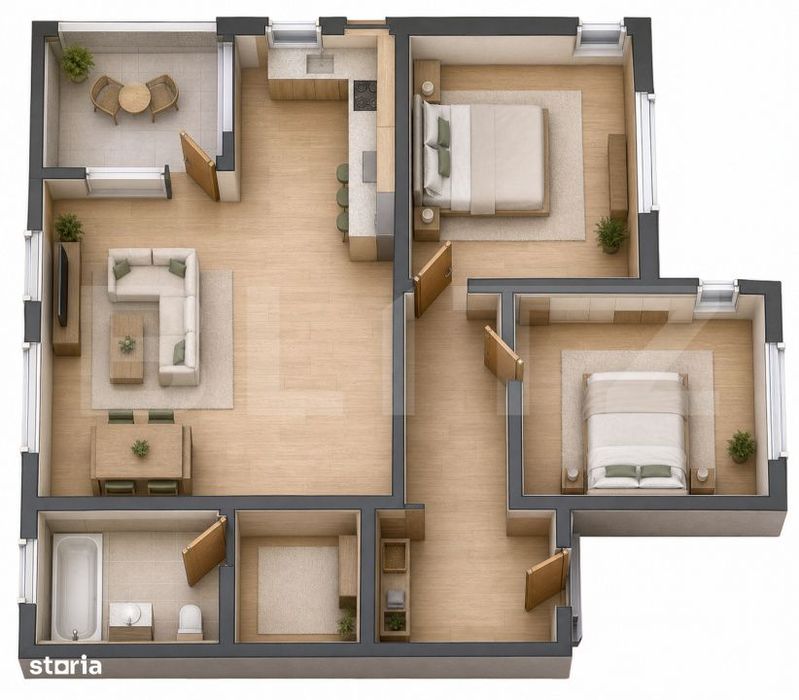 Apartament cu 3 camere, 72.62 mp, zona Valea Ghinzii — fotografia 1