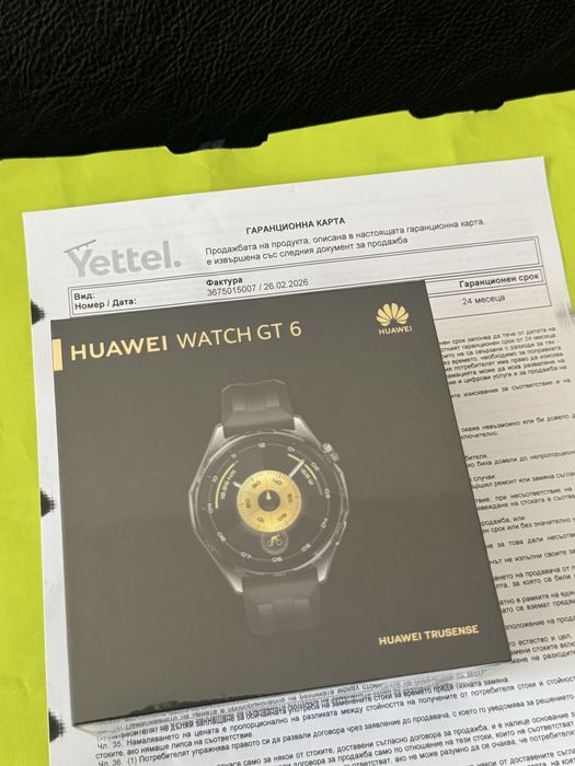 ЗАПЕЧАТАН 46mm Huawei watch GT 6 Yettel Гаранция 2028 Black GT6