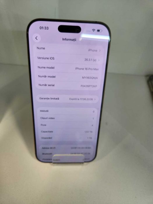 Iphone 16 Pro Max 1 TB  (Ag8 Tudor1/B74775) – Garantie 2 Ani!