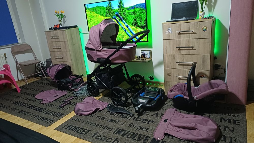 Cărucior/căruț copii 3 în 1 sport+landou+scaun auto(scoică)Testat ADAC