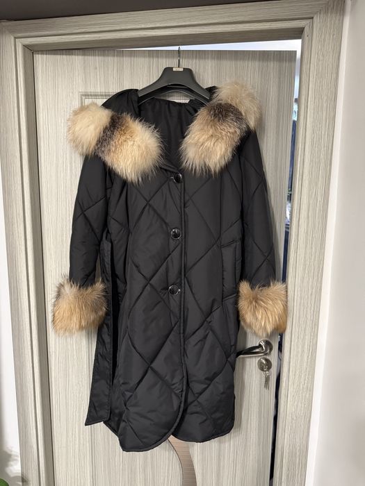 Geaca parka blana naturala lunga