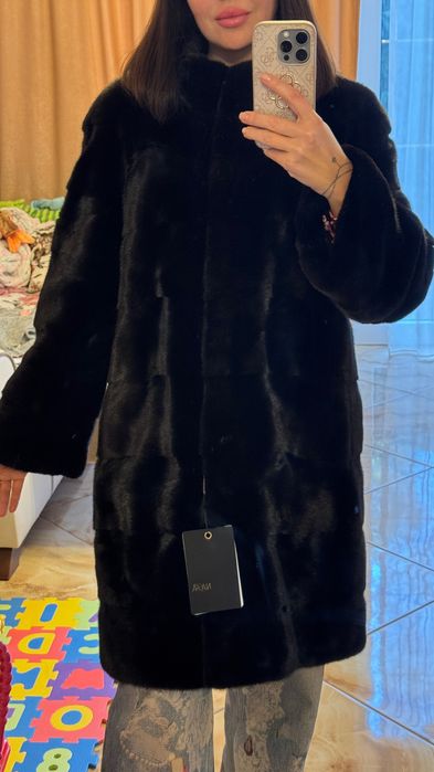 #138 Ново Палто от норка.Casiani.Визон.Естествена кожа с косъм.
