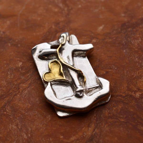 Сребърен медальон 925 „Вяра, Надежда и Любов“ със златни акценти