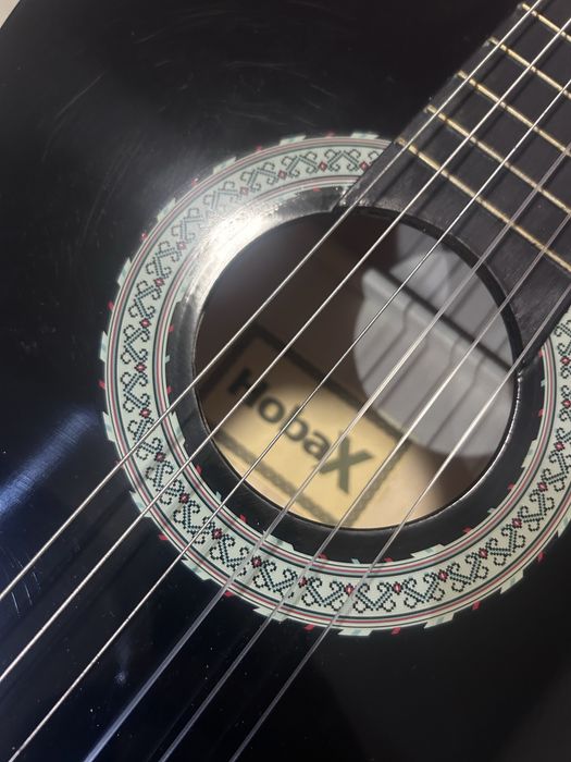HobaX класическа китара за начинаещи, черна с калъф