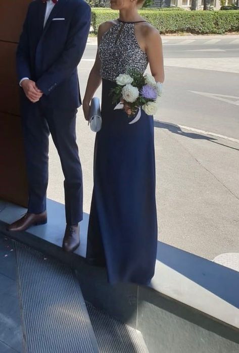 Rochie lunga bleumarin