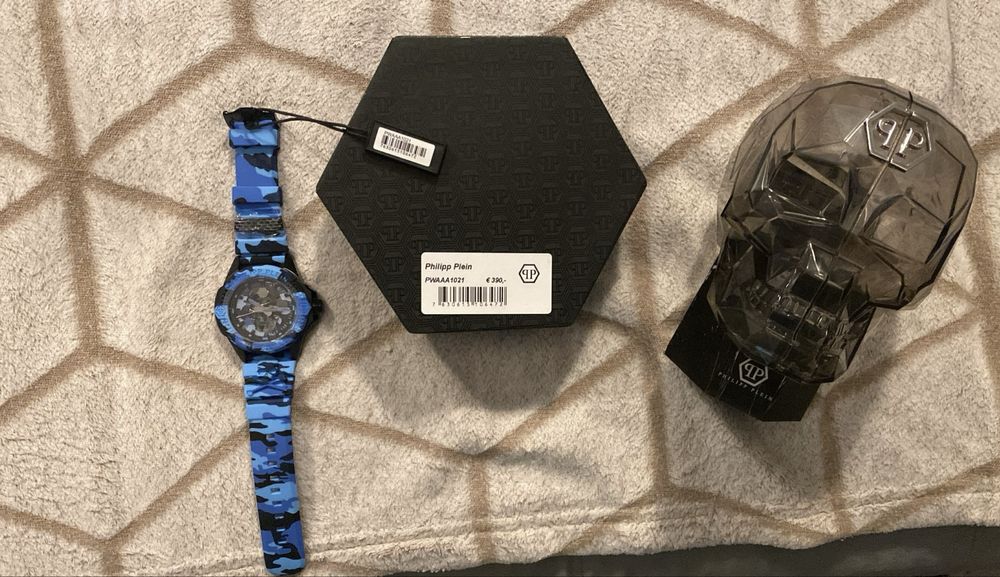 Часовник Philip Plein "The Skull" Blue Camouflage PWAAA1021