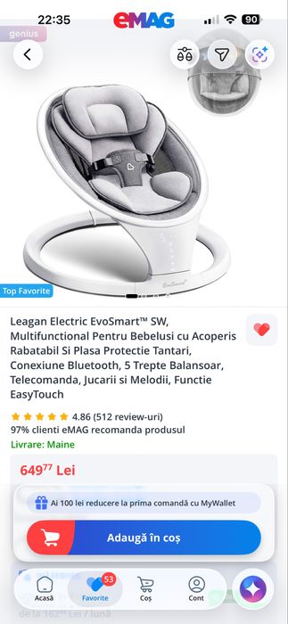 Balansoar electric pentru bebelusi