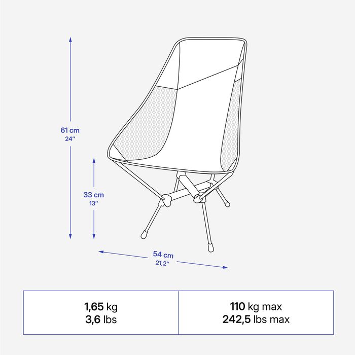 Scaun jos de camping, ultra compact și cu - produs resigilat Decathlon
