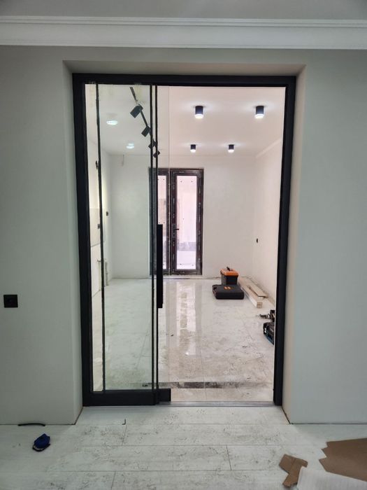 Лофт раздвижные двери 10 мм калёние стекло