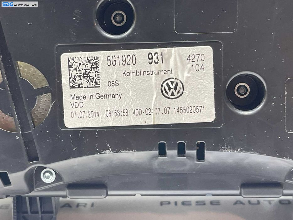 Ceas Ceasuri Cluster Instrumente Bord Volkswagen Golf 7 1.6 2.0 TDI 2013 - 2017 Cod 5G1920931 A2C90279700 [B3052]