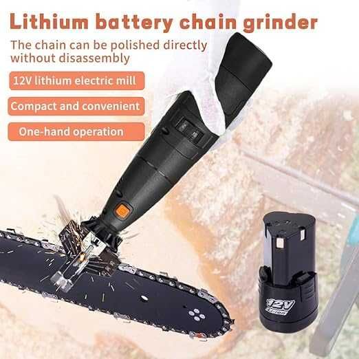 Kit de ascuțire a lanțului pentru drujbe electrice fără fir cu 2 baterii Set de scule de ascuțire 20000 RPM