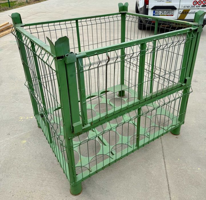 Boxpalet metalic stivuibil (cușetă/cutie depozitare) 1200x1000x1000 mm – rezistentă | PREȚ PROMO la set 5 buc!