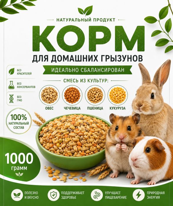 Корм для домашних грызунов
Корм 
Натуральная смесь