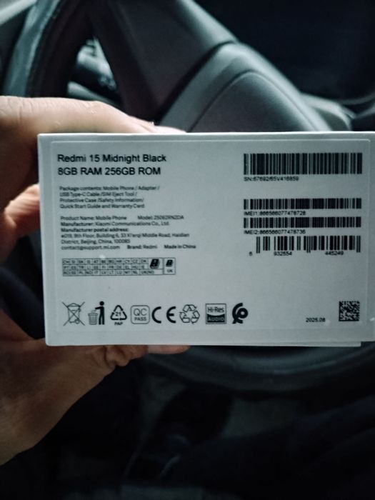 Redmi 15 8 ga 256 xotira black  im royxatdan otkan