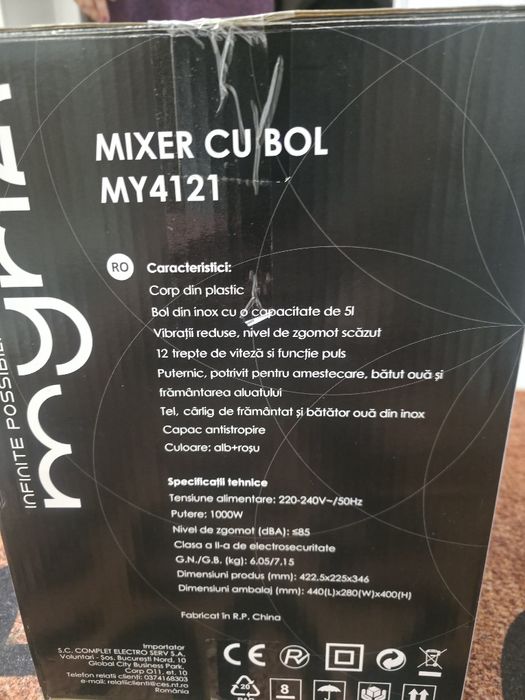 Mixer Myria cu bol 5L 1000W 12 trepte