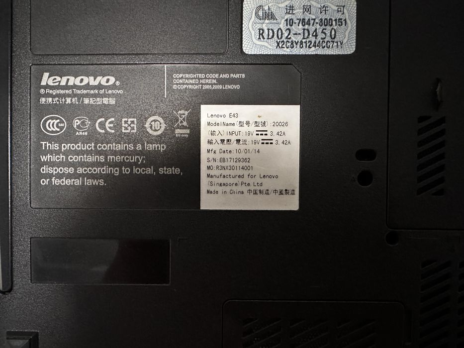 Ноутбук/laptop Lenovo и жесткий диск для него 250Gb