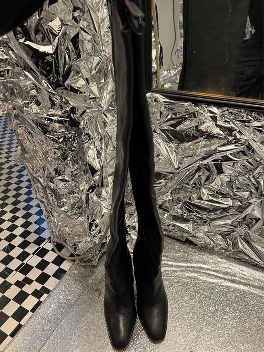 Cizme din piele peste genunchi Zara