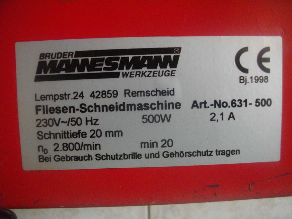 500W Немска Ел. Машина Мокро Сухо Рязане Плочки Плочи  Mannesmann