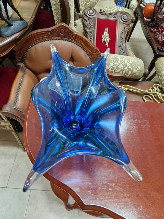 Превъзходна антикварна  кристална купа фруктиера Бохемия