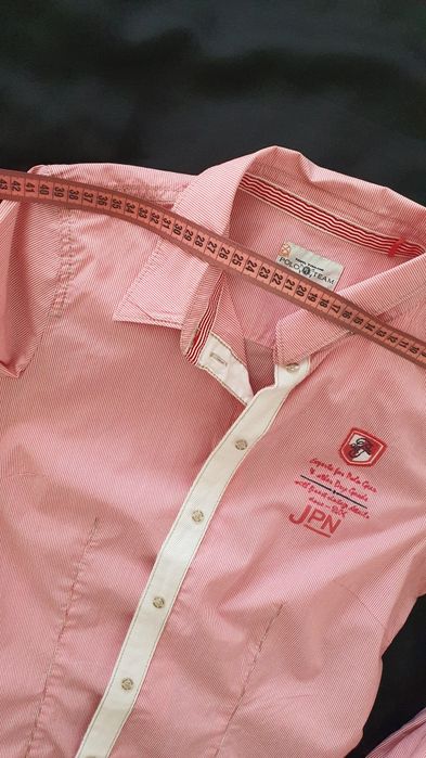 Tom Tailor Polo Team S cămașă damă roz cu dungi albe, slim fit, office casual nouă