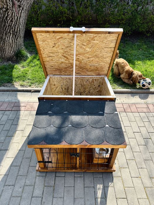 Cușca caine cu terasa si tarc 2 in 1 PREMIUM