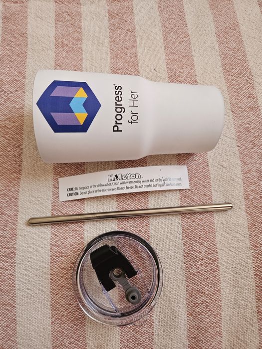 Термос чаша Неръждаема стомана Със сламка 600мл Бяла