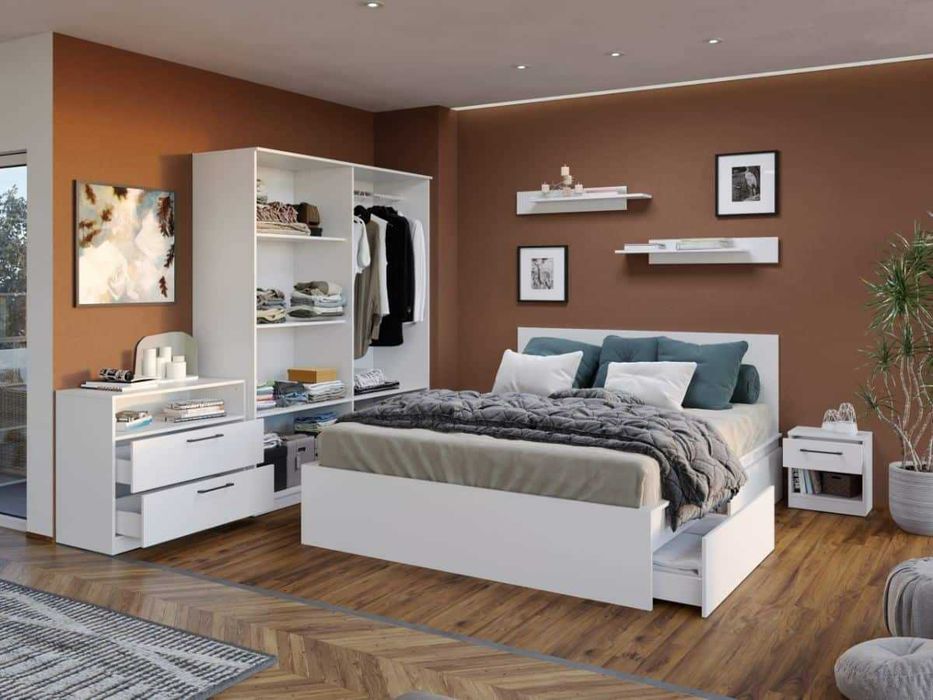 Pachet Mobila Dormitor + Living Alb