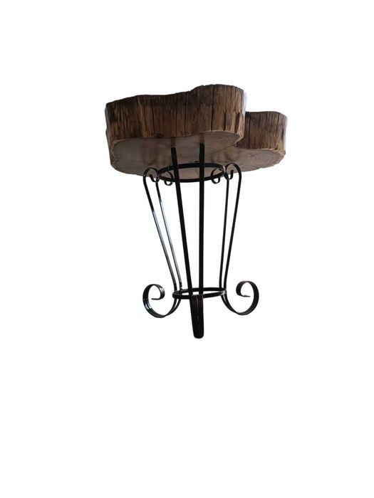 Noptiera de lux Lemn Salcam Imbatranit si baza Fier forjat