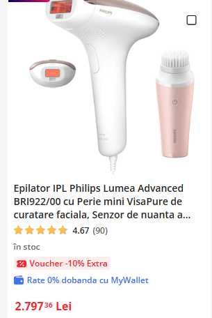 Epilator IPL Philips Lumea Advanced BRI922/00 + Perie facială.