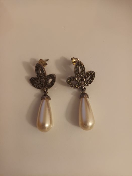 Cercei argint cu pietre semiprețioase (marcasite)