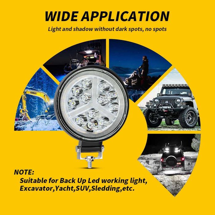 LED работна лампа 12V-24V бяла и жълта светлина 4х4 АТВ Коли