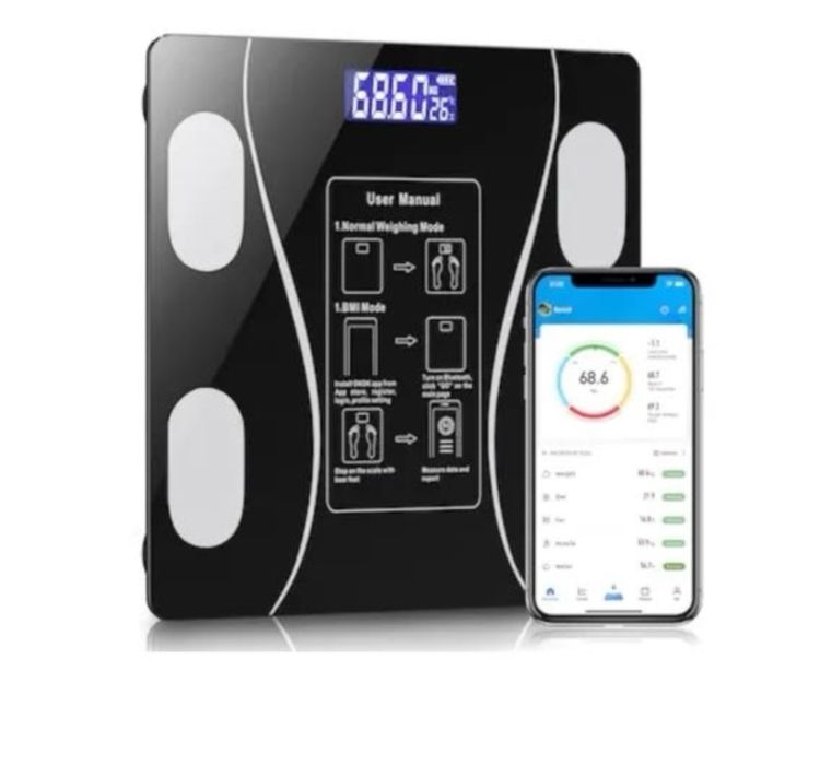 Cantar smart bluetooth body fat scale negru,baterii max 180kg