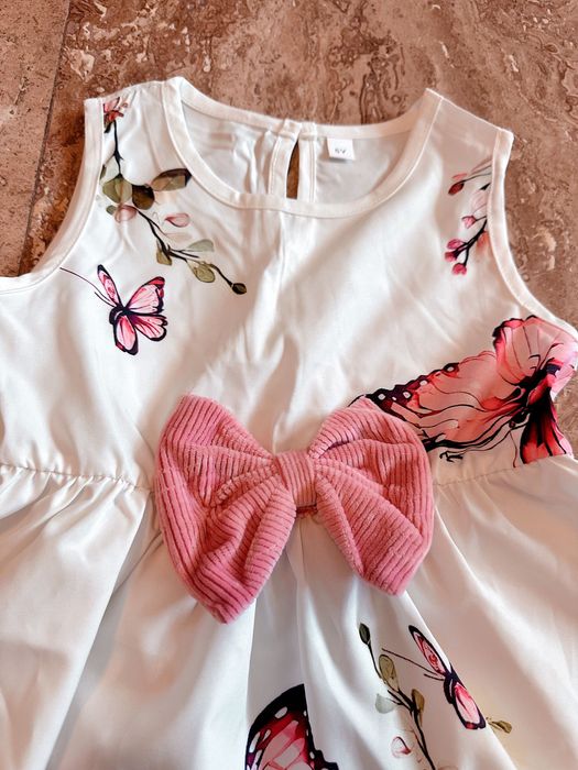 Детска рокля за момиче , бяло и розово