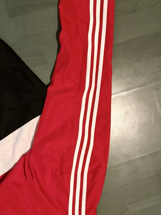 Original - Bluza de trening adidas rosie alba neagra de sport cu dungi