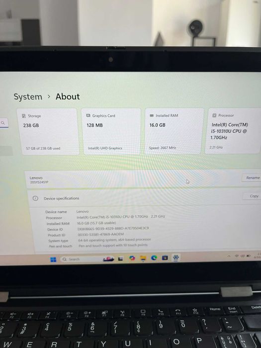 Lenovo ThinkPad X13 Yoga i5-10310u-16Gb ram-256gb Ssd