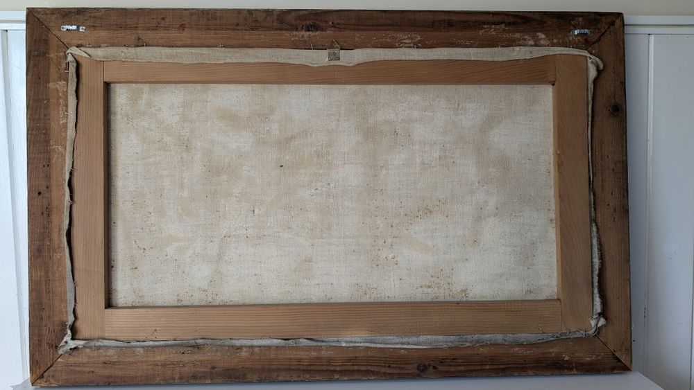Rama veche, de calitate continund o copie de ulei pe panza (litografie veche) 107 x 65 cm, rama foarte interesanta, Maria Magdalena pocaind