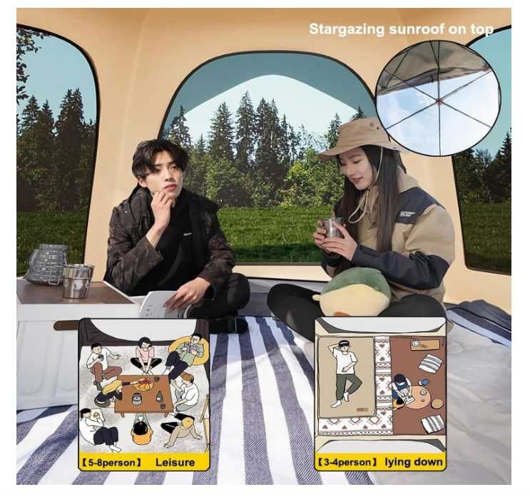 Палатка автоматическая-287х240х158 см. 5-8 местный. Доставка бесплатно