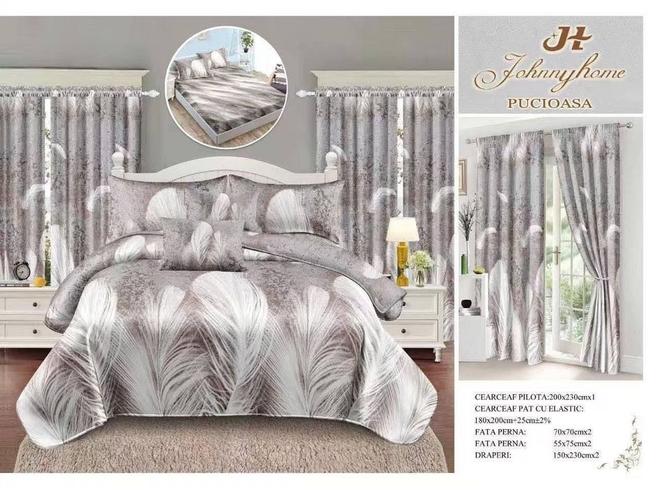 Lenjerie de pat finet 6 piese + două draperii