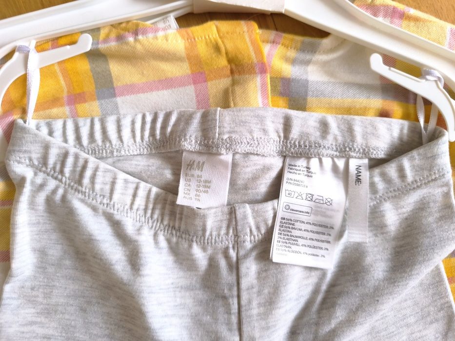 Сладък нов комплект за момиче от H&M – блузка и клин, размер 86 (12–18