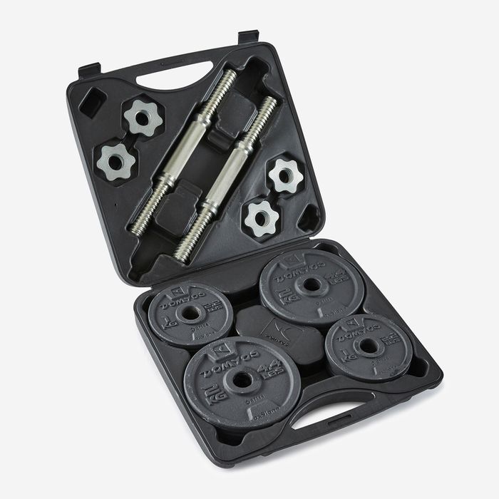 Set gantere și bare Bodybuilding 20 kg cu - produs resigilat Decathlon